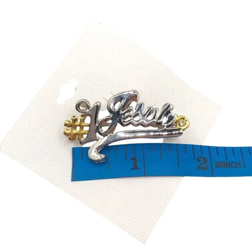 Two Tone #1 Jesus Brooch Necklace Pendant